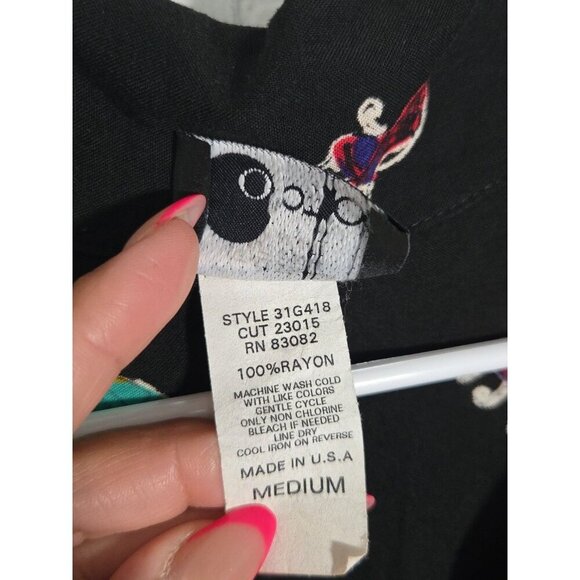 First Option Vintage Black Button Down Novelty Umbrella Chair Shirt Medium - Picture 3 of 6